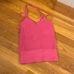 pink mesh workout top two strap halter hot